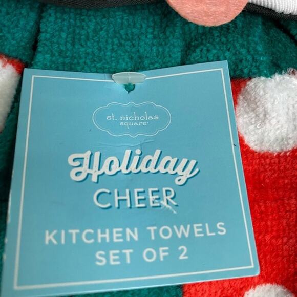 St. Nicholas Square Red Dog Tie-Top Kitchen Towel 2-pk NEW - Picture 5 of 8